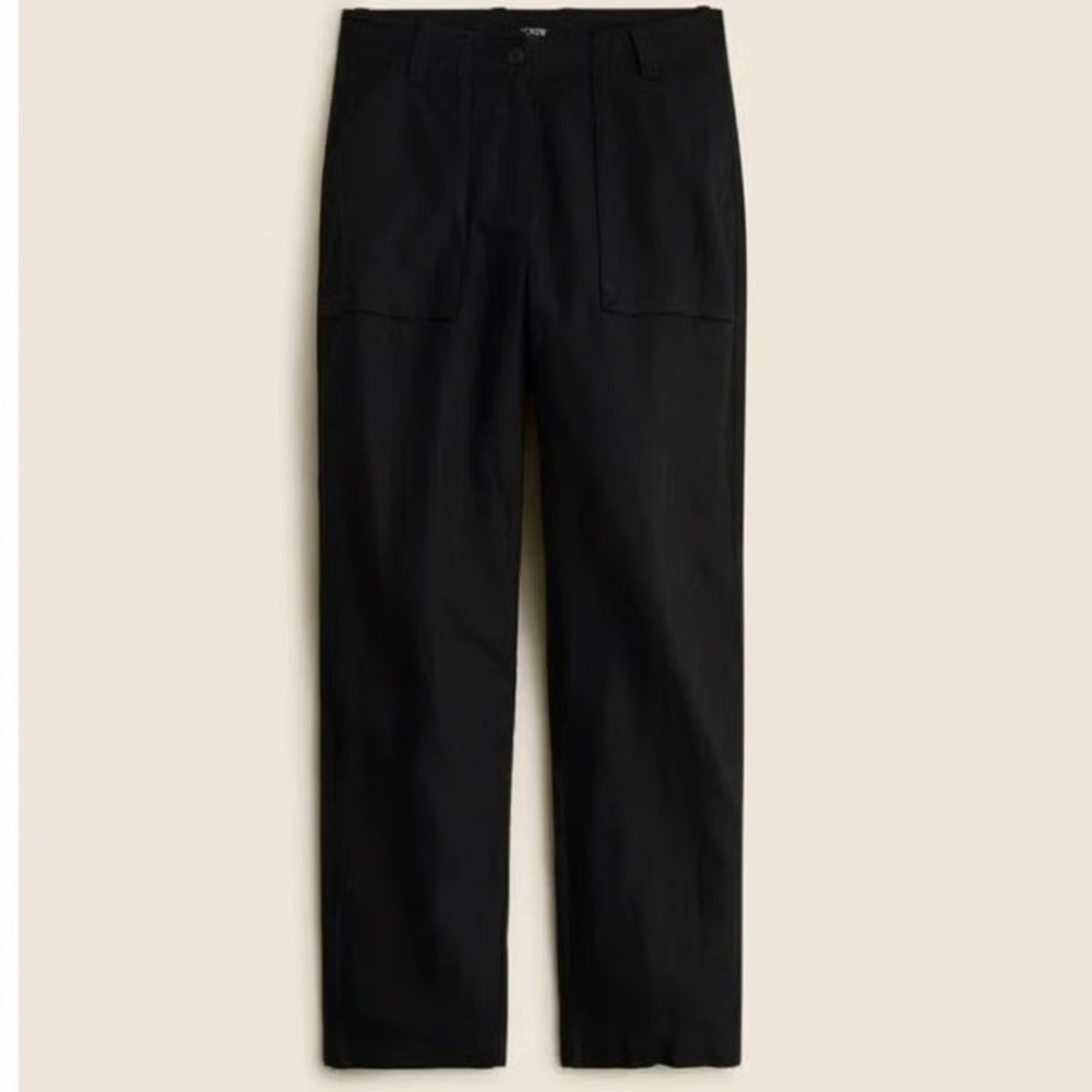 NWT J.Crew Seaside Cargo Pants in Linen-TENCEL™ Lyocell Blend Black